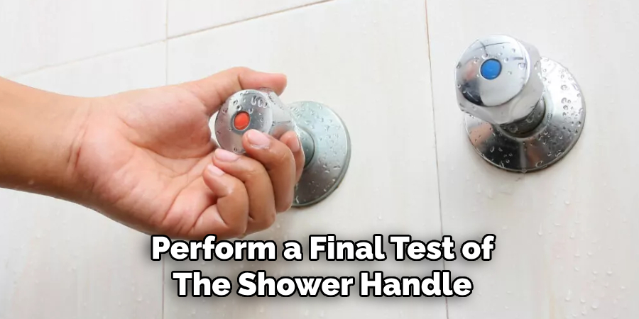 Perform a Final Test of
The Shower Handle